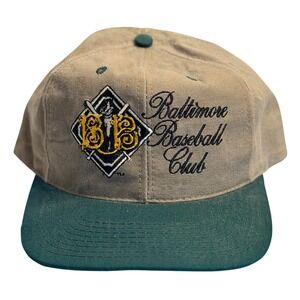VTG The Game Baltimore Baseball Club Hat Tan Green Snapback MLB Made in USA OSFM